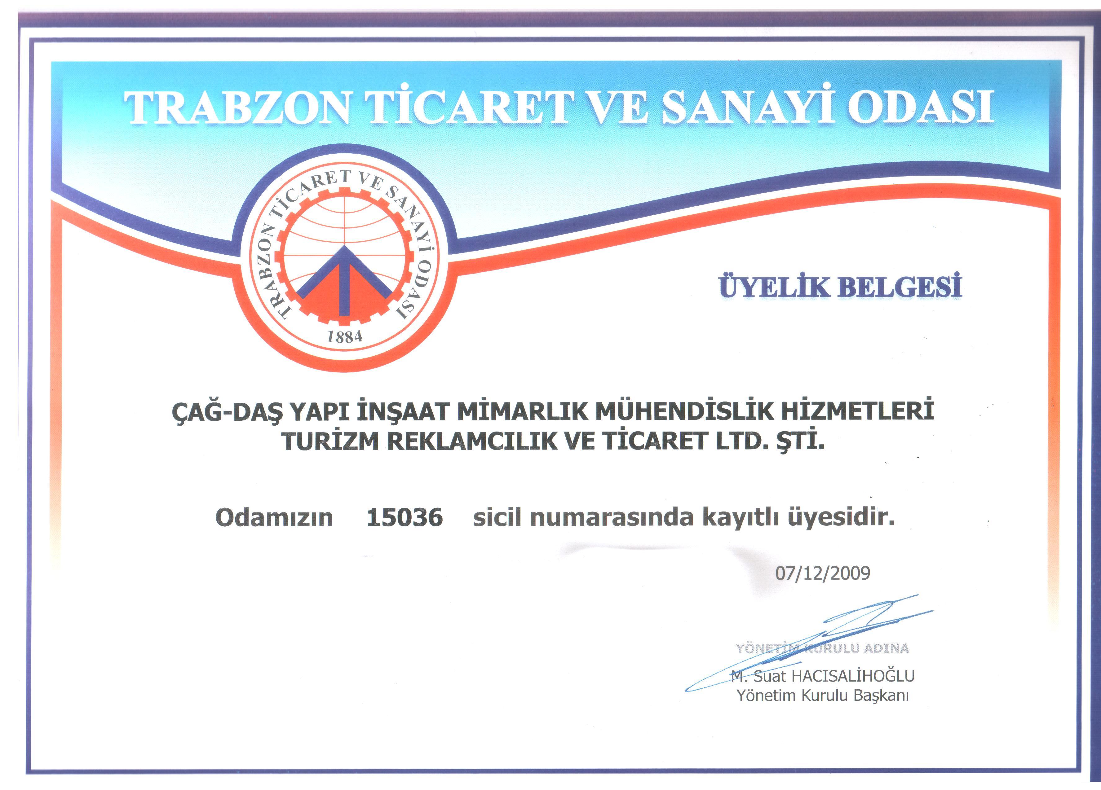 TTSO Üyelik Belgesi
